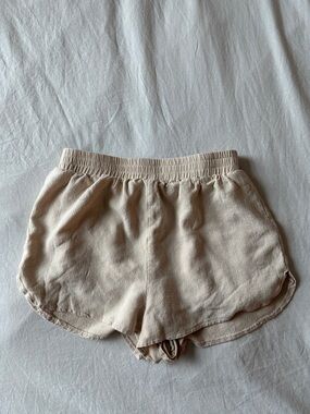 Princess Polly Light Beige Elastic Waist Shorts
